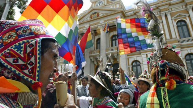 Un mitin frente al Palacio de Gobierno de La Paz