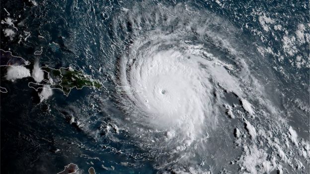 This satellite image obtained from the National Oceanic and Atmospheric Administration (NOAA) shows Hurricane Irma at 11:30 GMT on 6 September