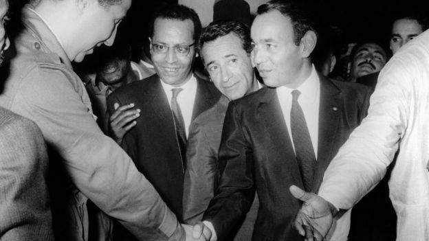 Ahmed Ben Bella y el rey Hassan II de Marruecos