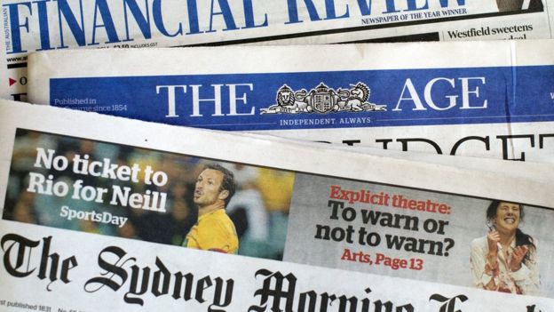 Newspaper front pages