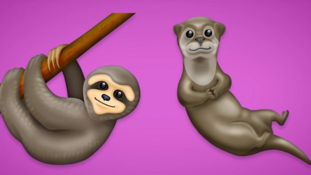 Un adorable perezoso colgándose de un árbol y una nutria son algunas de las nuevas incorporaciones a la lista de emojis. Foto: EMOJIPEDIA