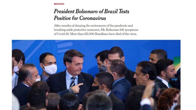 Reportagem do jornal The New York Times sobre diagnóstico positivo de Jair Bolsonaro