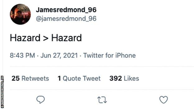 Tweet from James Redmond