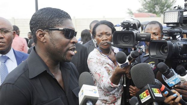 Teodorin Obiang Nguema (L), the son of Equatorial Guinea's president Teodoro Obiang Nguema and the country's vice president