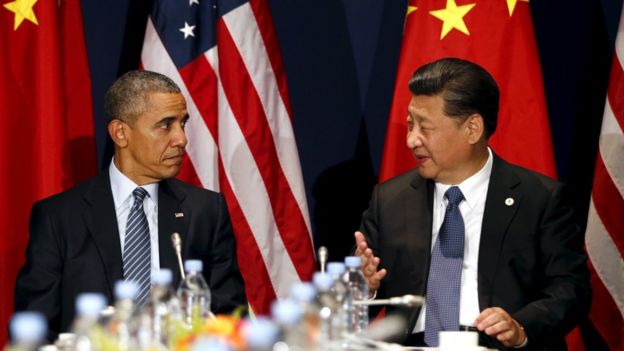 Obama con el presidente de China en París