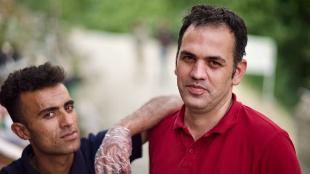 Hadi (red shirt, on the right)