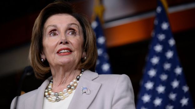 US House Speaker Nancy Pelosi speaks during a news conference on Capitol Hill on 17 October