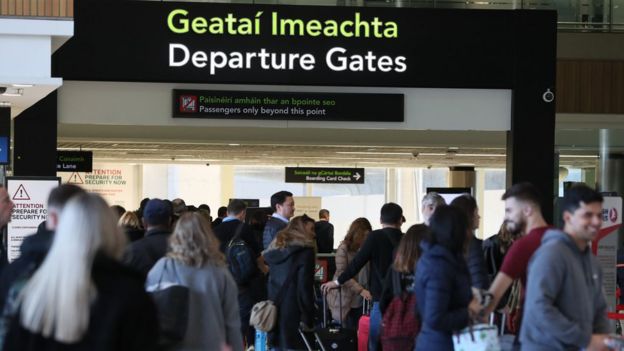 Departure gate at Dublin Airport