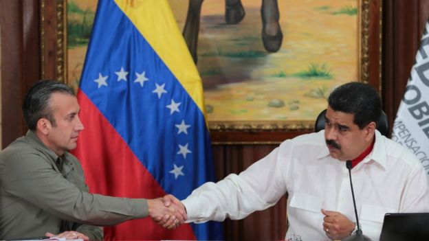 Tareck el Aissami y Nicolás Maduro