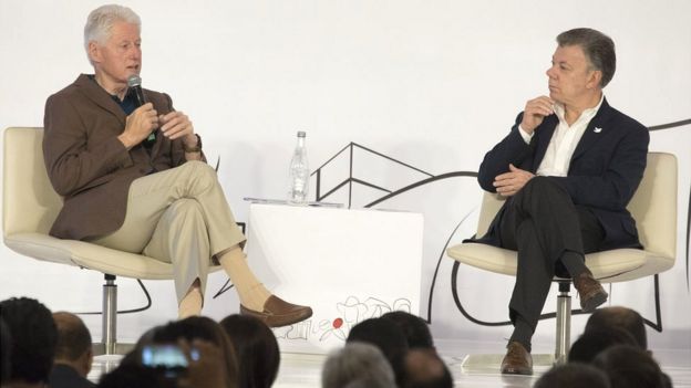 Bill Clinton y Juan Manuel Santos
