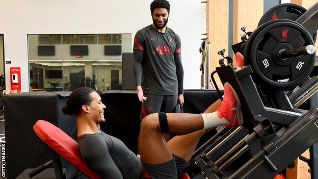 Liverpool defenders Virgil van Dijk and Joe Gomes have been going through their rehabilitation at the club's training centre in Kirkby