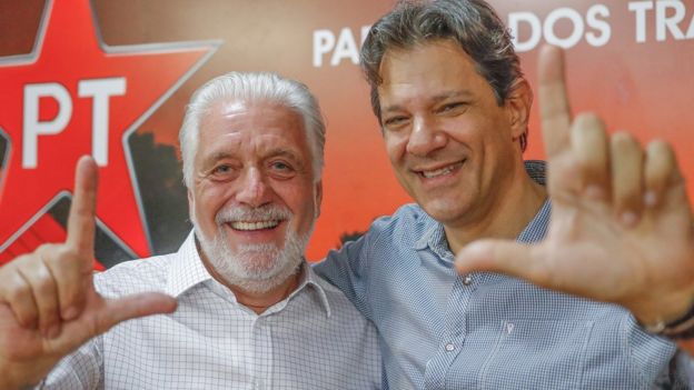 O ex-governador da Bahia Jaques Wagner e o ex-prefeito de SÃ£o Paulo Fernando Haddad