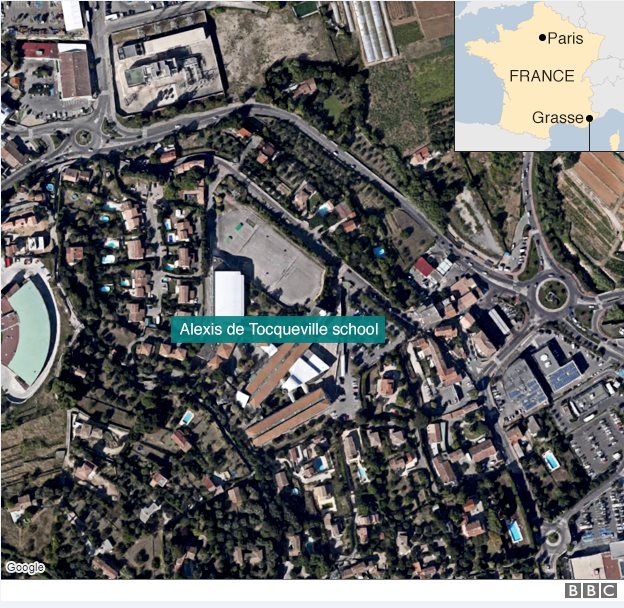 A map showing where the school is in Grasse