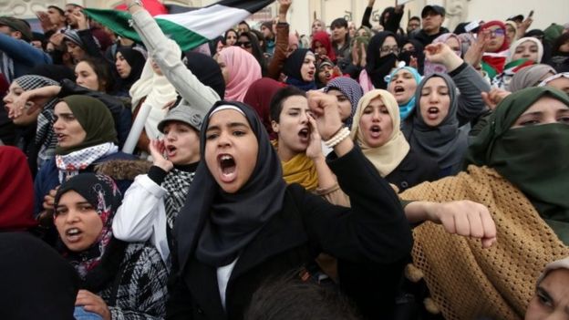 Protesta en territorios palestinos