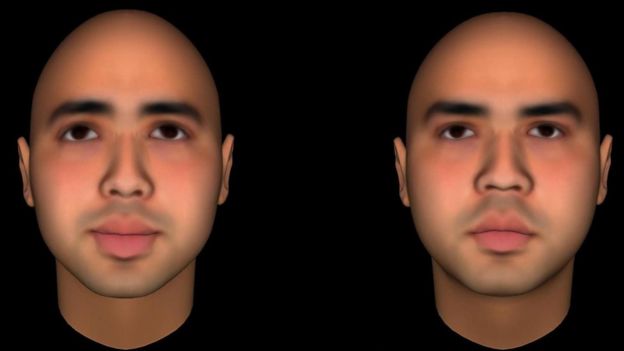 ووجهان مرسومان في تجربة مصورة عن تأثير السعادة على الآخرين