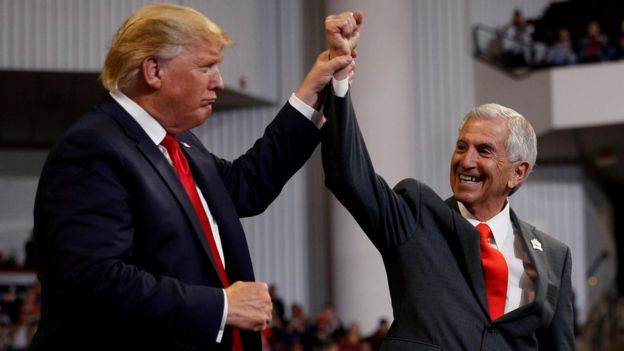 Republican gubernatorial candidate Eddie Rispone and U.S. President Donald Trump