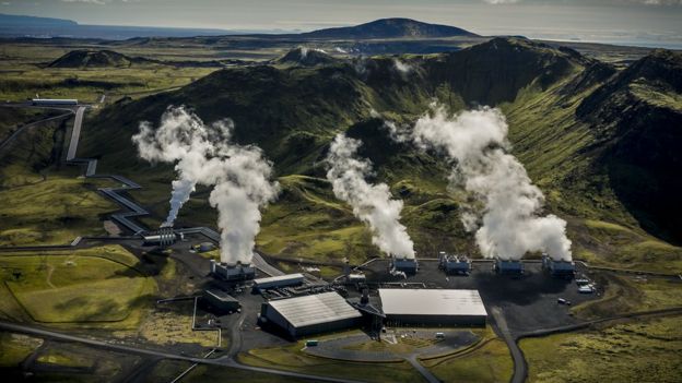 Hellisheidi power plant, air view