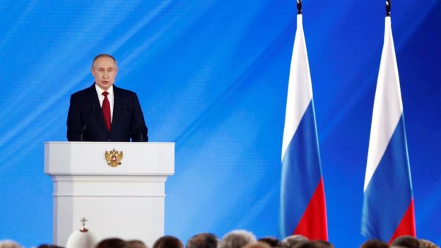 Russian President Vladimir Putin delivers his annual state of the nation address to the Federal Assembly in Moscow, Russia January 15, 2020