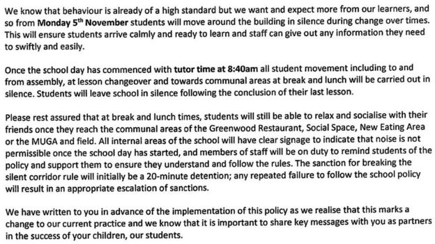 Ninestiles school to enforce 'silent corridor' rule - BBC News