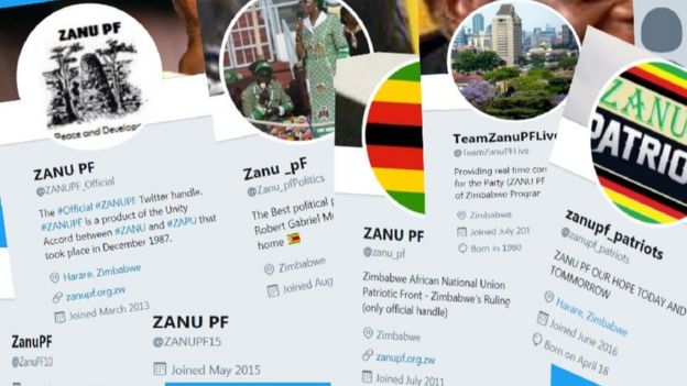 Many twitter profiles claiming to be involved with Zanu PF