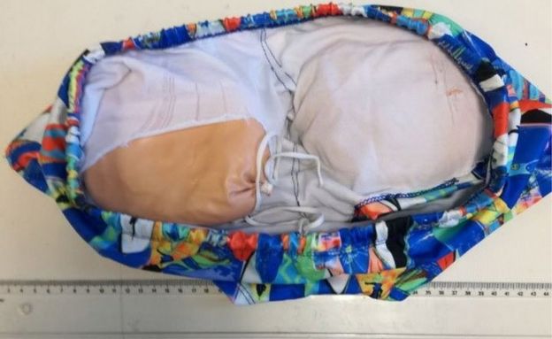 Picture shows the drug hidden in the suspect's underwear