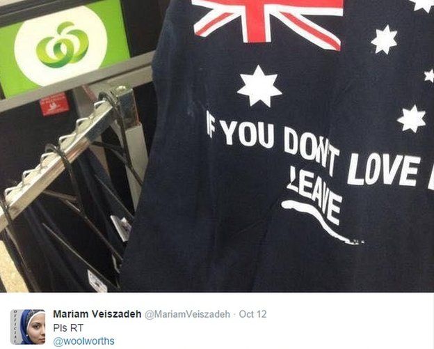 A vest with an Australian flag and the slogan 'If you don't love it, leave'