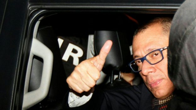 Jorge Glas al arribar a la cárcel en Quito el lunes