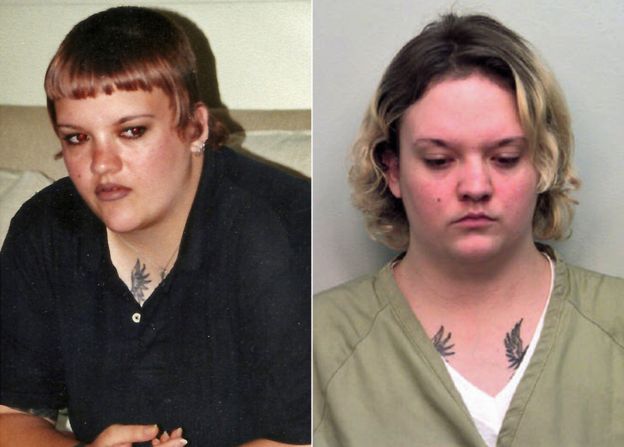 Angela antes e após ser presa