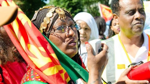 Woman at a protest in Washington DC on 24 May