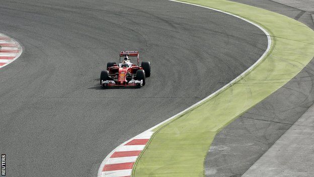 Ferrari's Sebastian Vettel in training at the Circuit de Barcelona-Catalunya