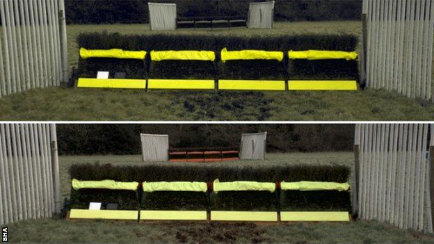 The image shows how a horse sees yellow colours (top) versus the shade a human sees (bottom)