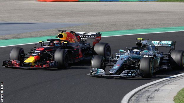 Red Bull's Daniel Ricciardo and Mercedes' Valteri Bottas