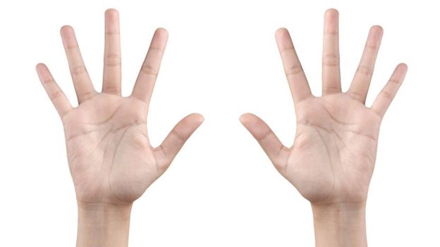 Person showing fingers on both hands