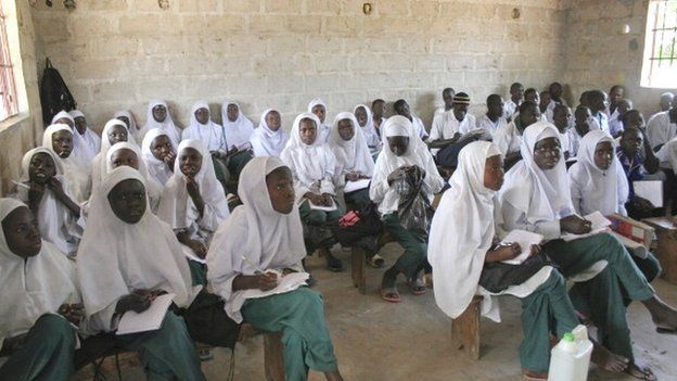 Muslim students in the village of Tanji