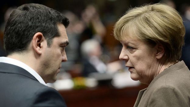 Tsipras y Merkel, en una cumbre del Consejo Europeo en Bruselas.