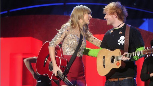 Taylor Swift performs with Ed Sheeran
