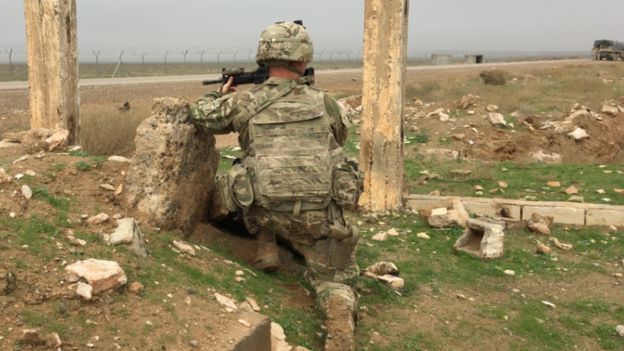 American soldier on the Iraqi-Syrian border, 2018