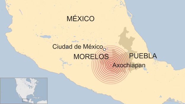 Mapa terremoto en México