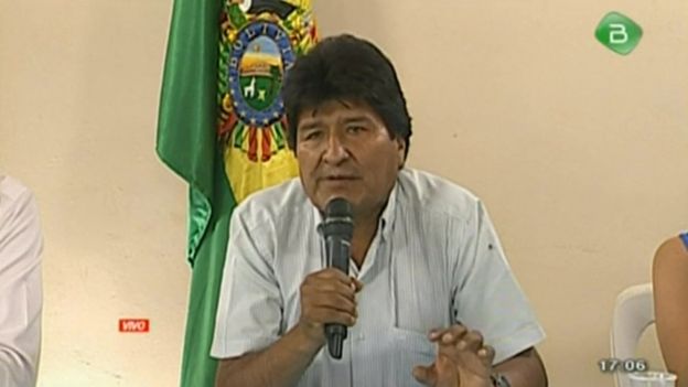Morales speaking on national TV