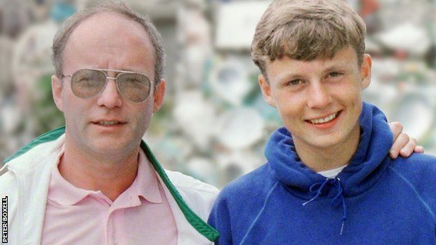 Peter Boxell pictured with his son, Lee, just before he went missing in 1988