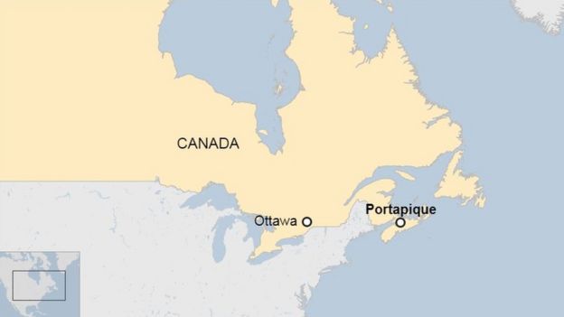 Map showing rural town of Portapique in Canada