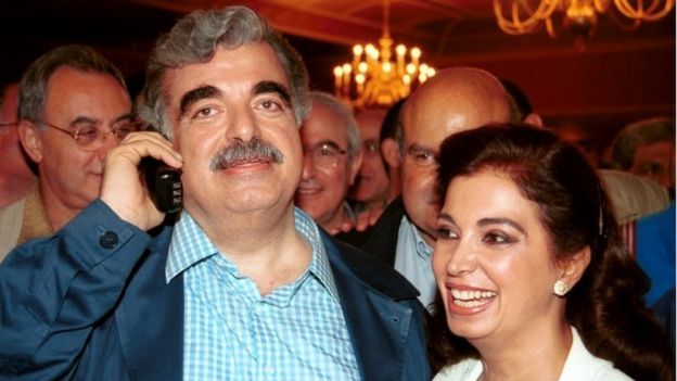 Rafik Hariri with his wife, Nazek (Sept 2000)