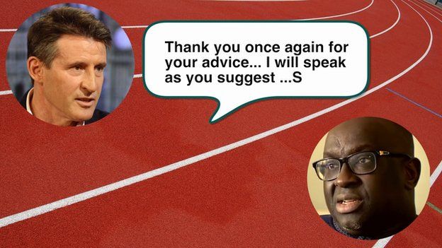 Text message sent by Lord Coe to Papa Massata Diack on 11 August, 2015