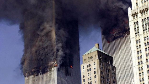 Ataque a las torres gemelas en Nueva York el 11 de septiembre de 2001.
