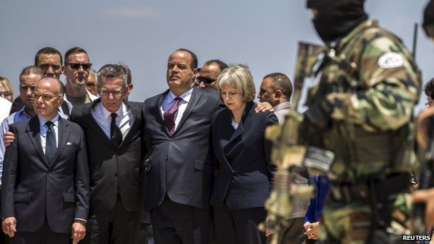 Theresa May and other ministers at scene of Tunisia attack