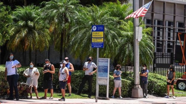 People wait to be tested in Florida