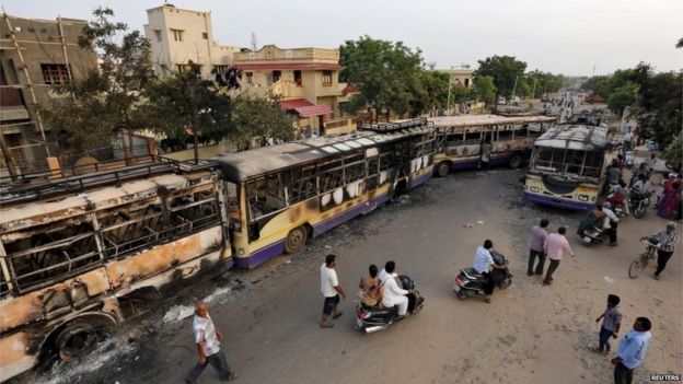 Gujarat Remains Tense After Patel Caste Violence Bbc News