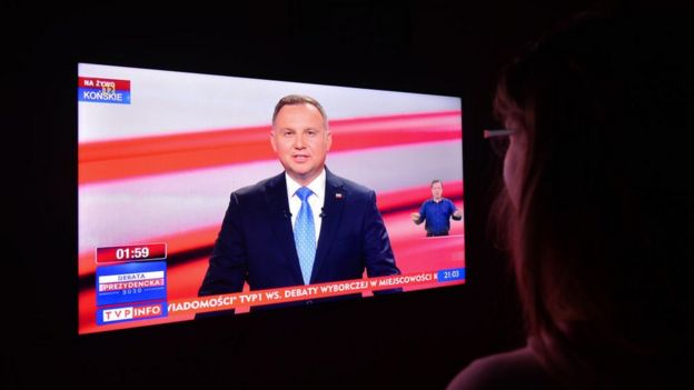 Andrzej Duda appearing on TV
