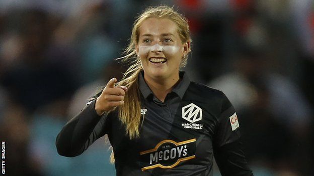 Manchester Originals bowler Sophie Ecclestone celebrates a wicket
