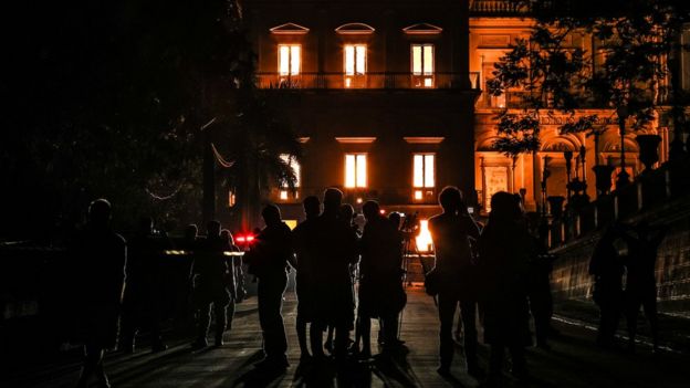 A fire burns at the National Museum of Brazil in Rio de Janeiro, 2 September 2018